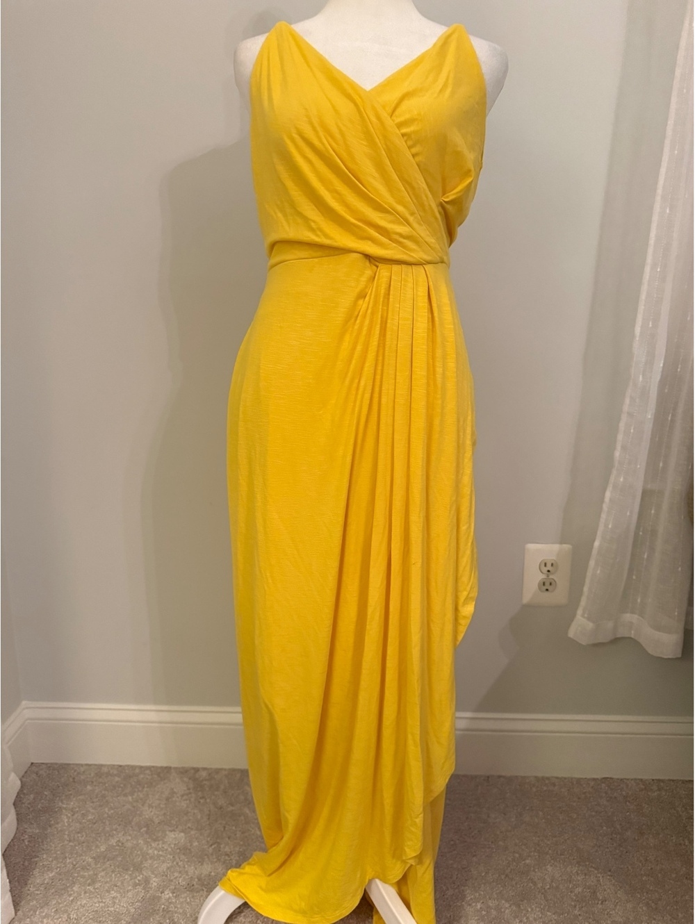 White House Black Market Sunshine Yellow Slub Maxi Dress Size 10 NWT